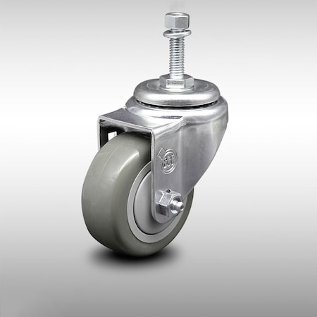Service Caster 3 Inch SS Gray Polyurethane Wheel Swivel 3/8 Inch Threaded Stem Caster SCC SCC-SSTS20S314-PPUB-381615